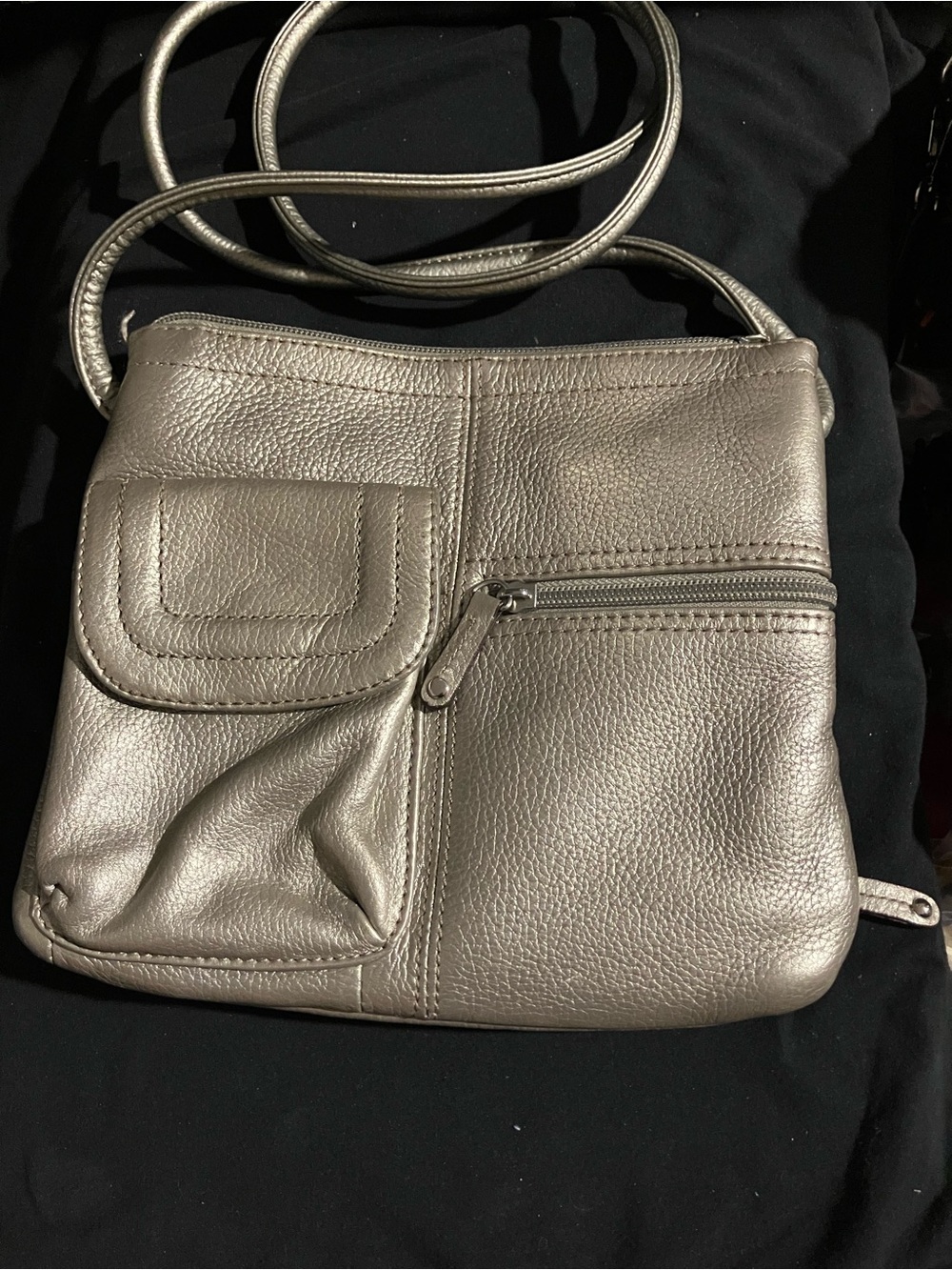 Tignanello Metallic Silver Crossbody Bag